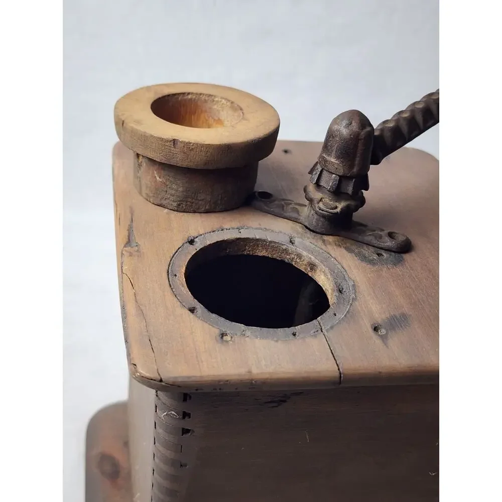 Vintage Wood Coffee Grinder Cast Iron Dovetailed Hand Crank Antique Flour Mill